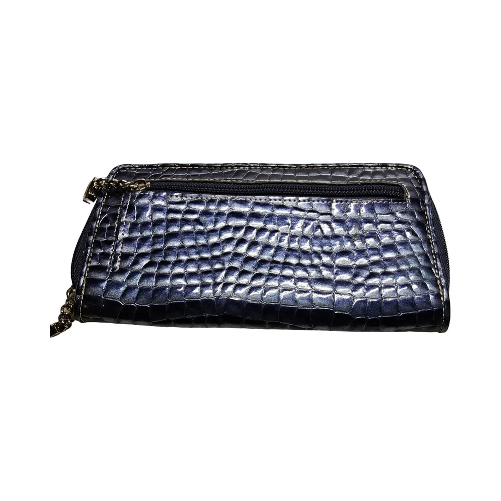Preloved Kathy Van Zeeland Royal Blue/purple Vegan  CrocEmbossed Wallet